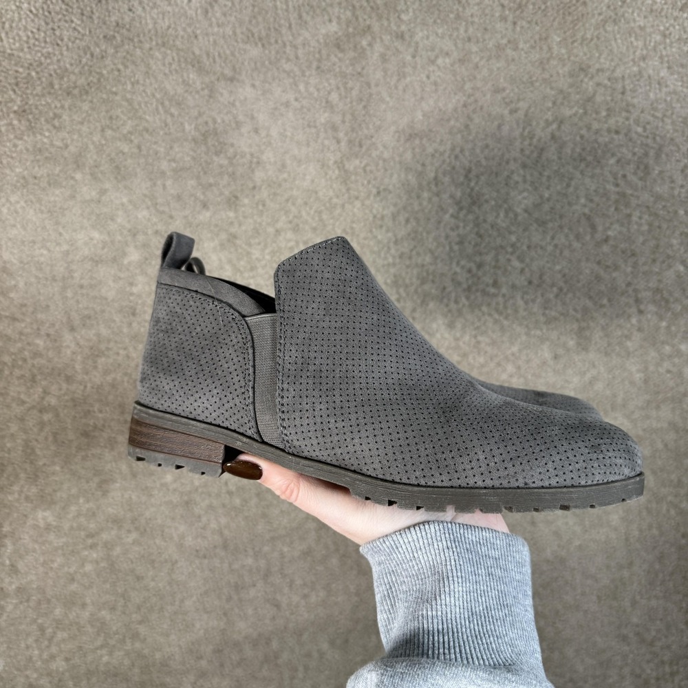 Dr Scholls Shoes Womens Size 6 Gray Perforated Ankle Booties Slip‎ On Comfort